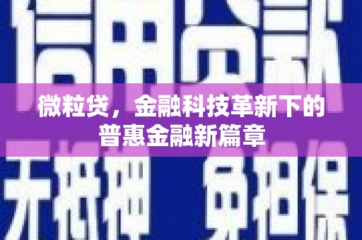 索县微粒贷，金融科技革新下的普惠金融新篇章