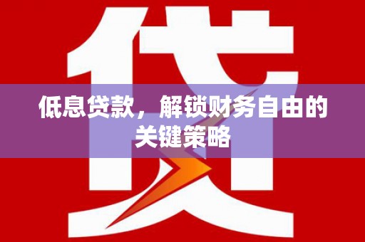 索县低息贷款，解锁财务自由的关键策略
