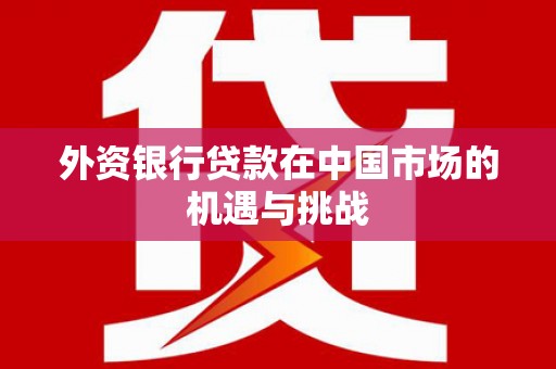 索县外资银行贷款在中国市场的机遇与挑战
