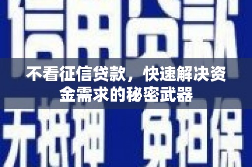索县不看征信贷款，快速解决资金需求的秘密武器