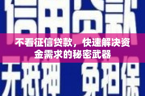 索县不看征信贷款，快速解决资金需求的秘密武器