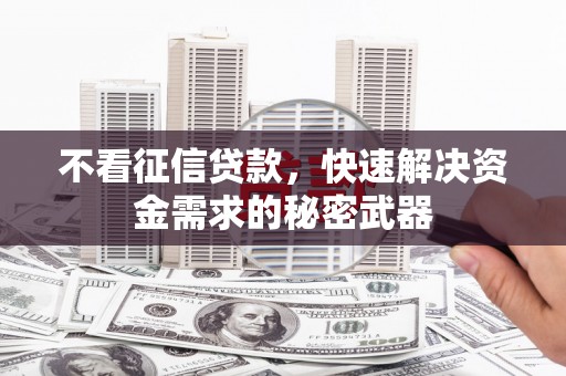 索县不看征信贷款，快速解决资金需求的秘密武器