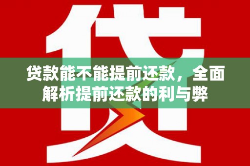 索县贷款能不能提前还款，全面解析提前还款的利与弊