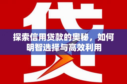 索县探索信用贷款的奥秘，如何明智选择与高效利用