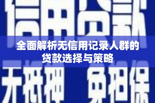 索县全面解析无信用记录人群的贷款选择与策略
